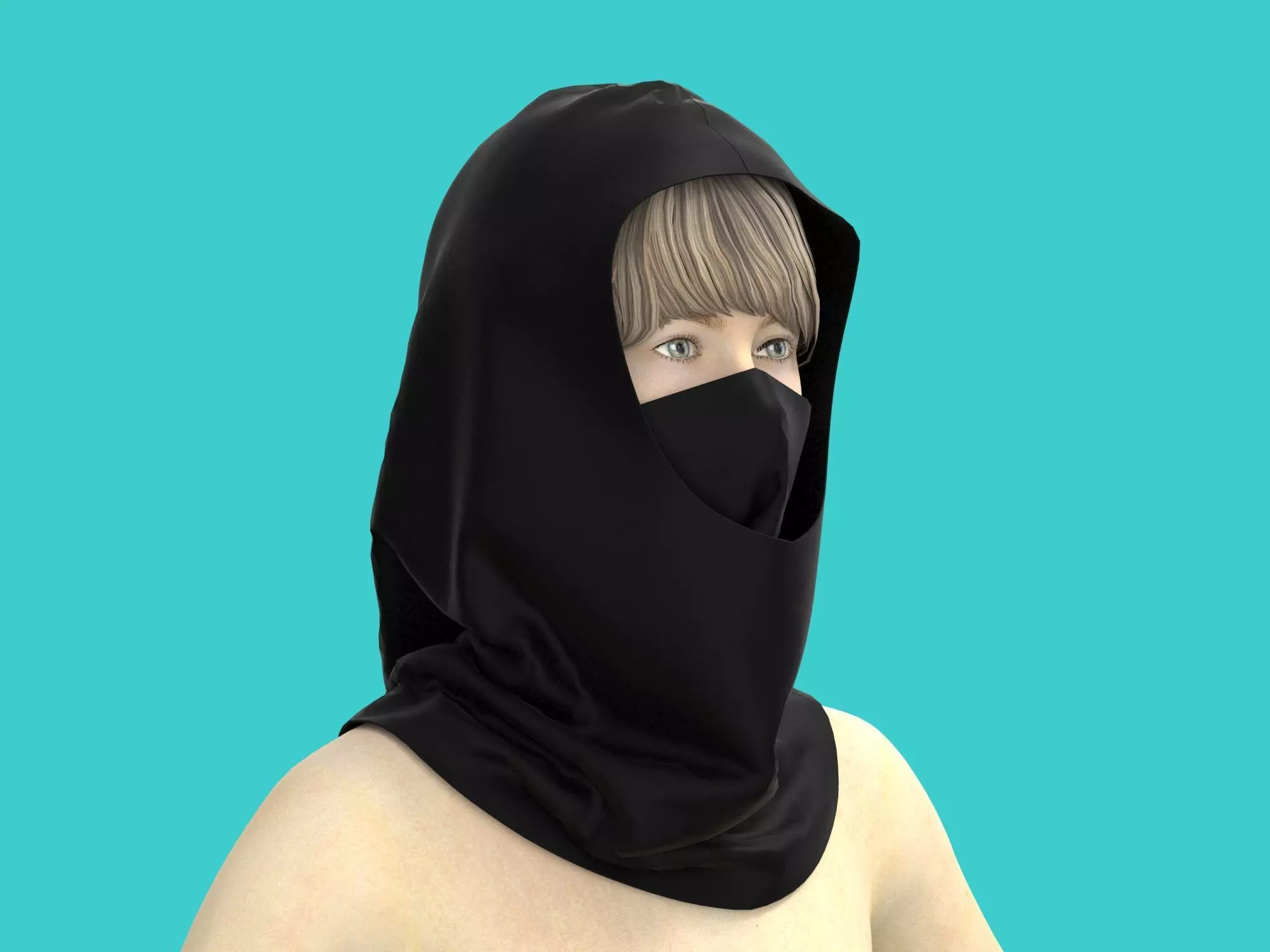 3d hood hooded face mask 3D model_0