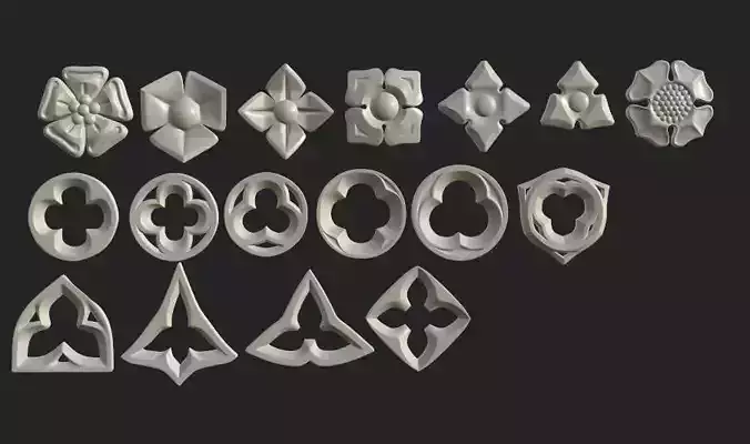 Gothic flowers Low-poly 3D model