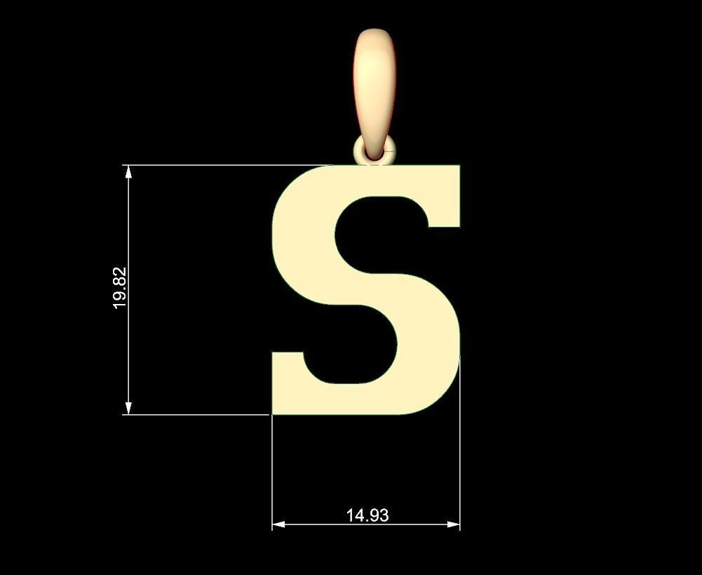 Initial Letters Pendant Cempaka Reguler S 3D print model_4