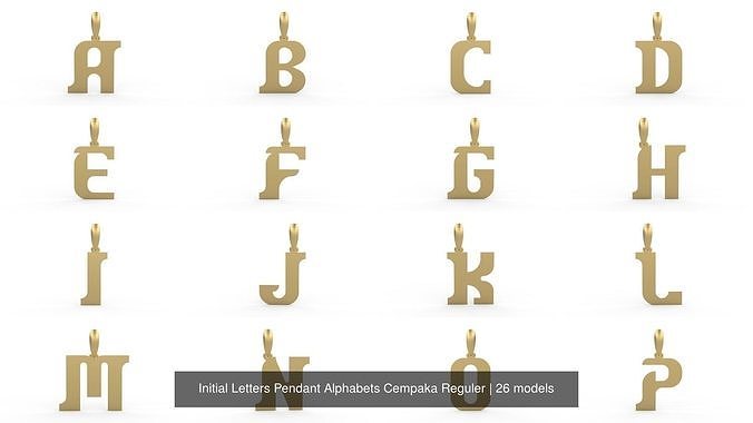 Initial Letters Pendant Alphabets Cempaka Reguler 3D Model Collection