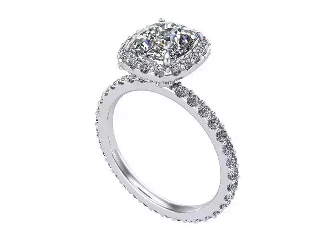 Cushion Halo Diamond Engagement Ring 