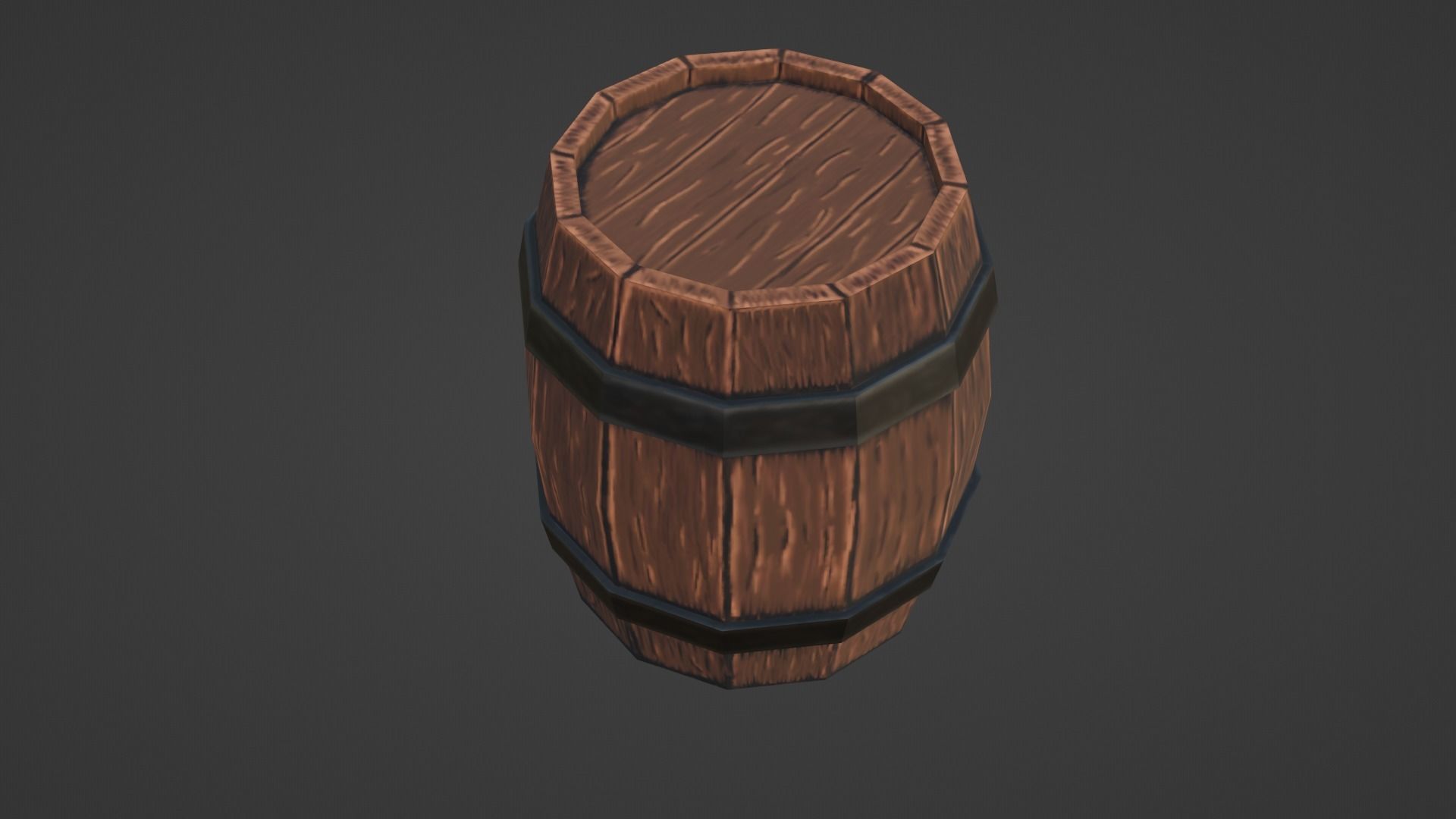 Wooden Barrel 1 Low-poly 3D model_1