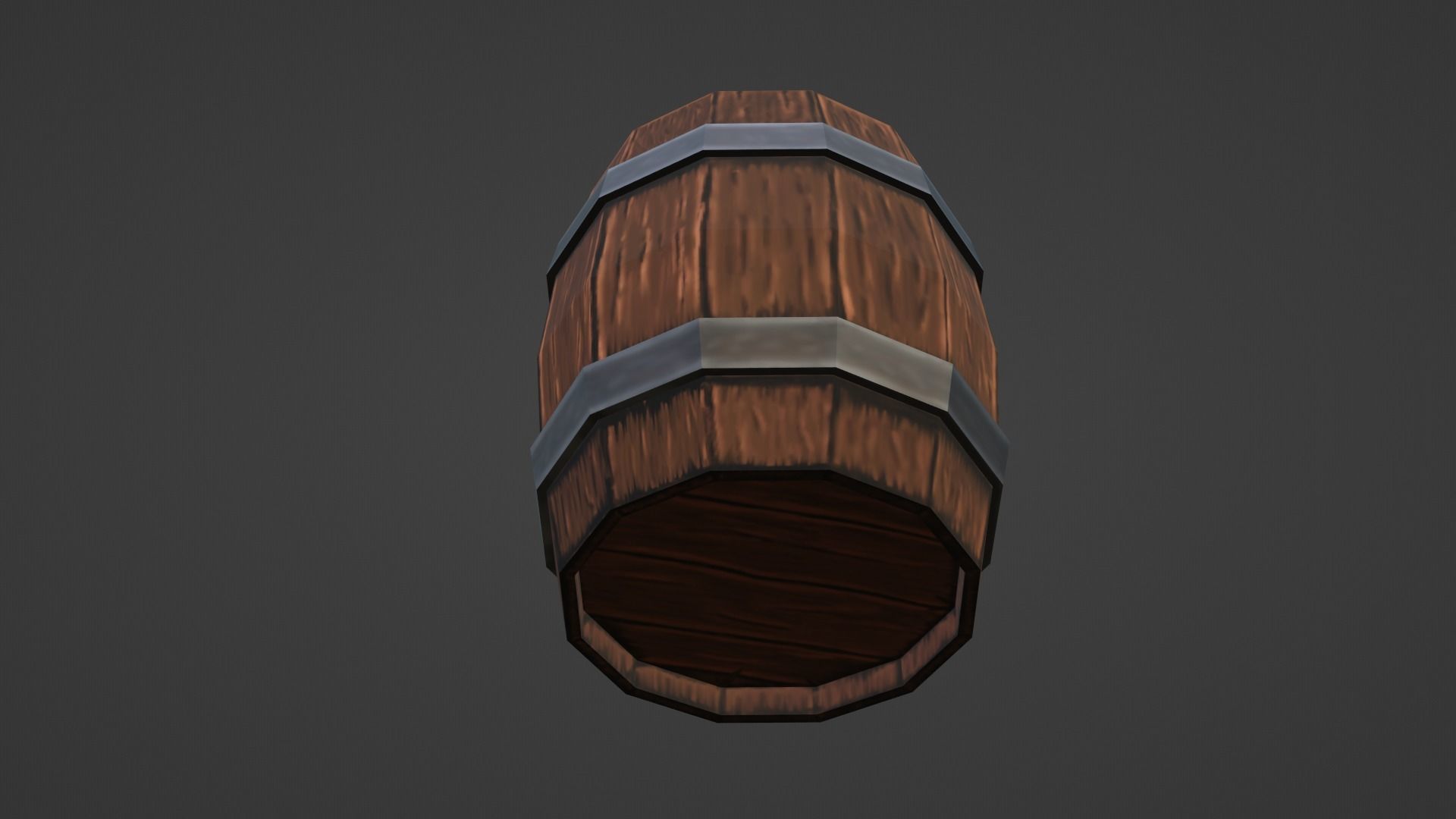 Wooden Barrel 1 Low-poly 3D model_2