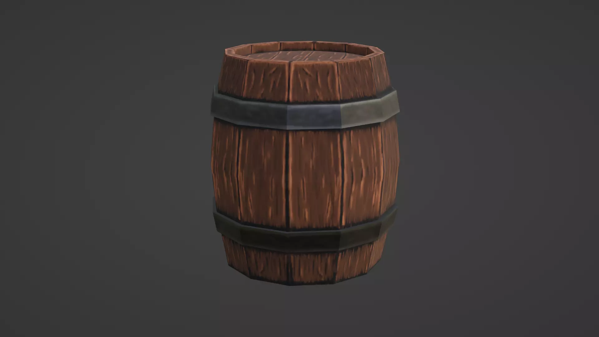 Wooden Barrel 1 Low-poly 3D model_0
