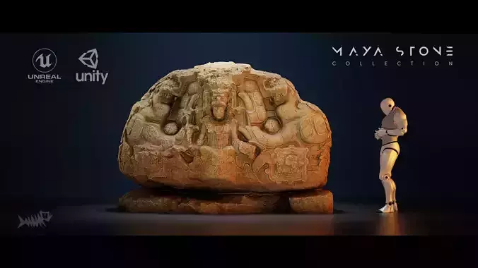 Mayan Stone 05 PBR 4K