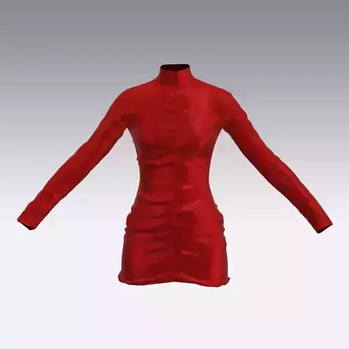 RED SATIN SMALL DRESS ELASTIC LOOK
