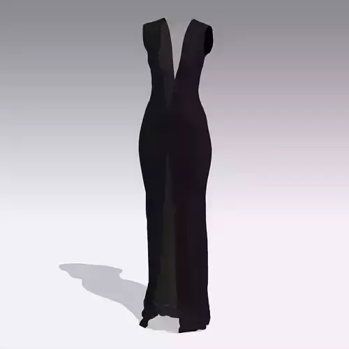 DRESS BLACK LONG SLIT LOOK