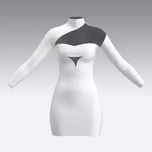 DRESS ASYMETRIC LOOK WHITE MODERN