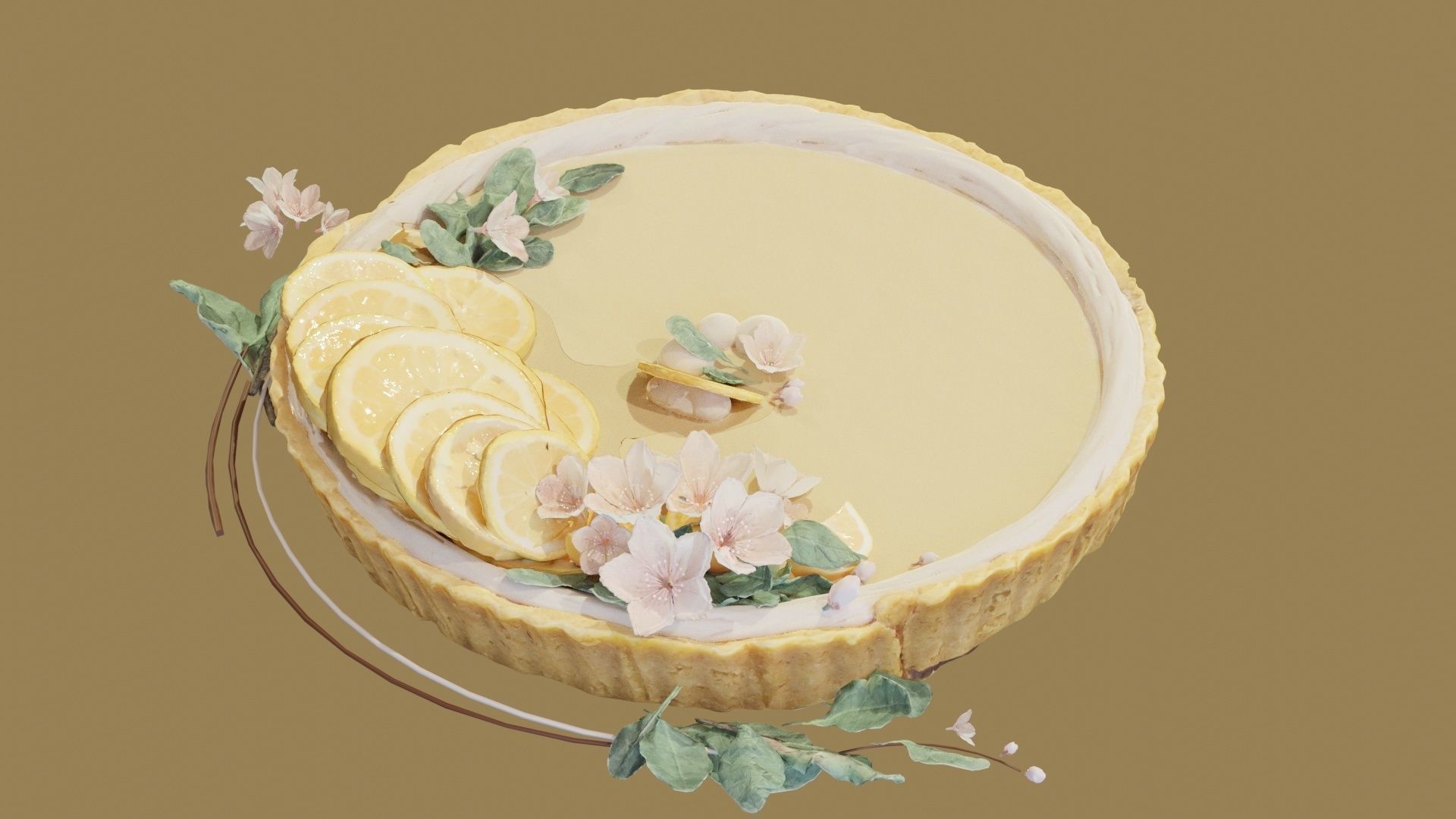 Lemon Tart Sweet 3D model_29