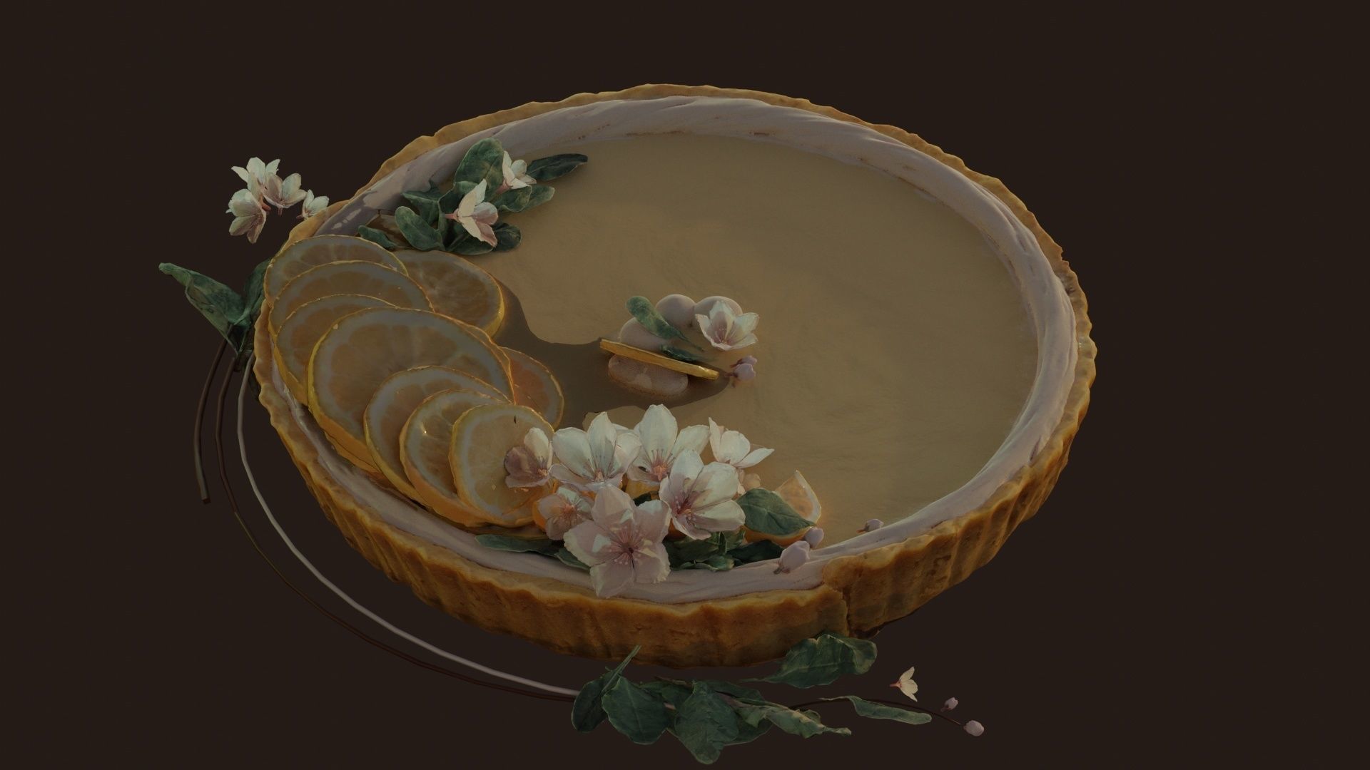 Lemon Tart Sweet 3D model_30