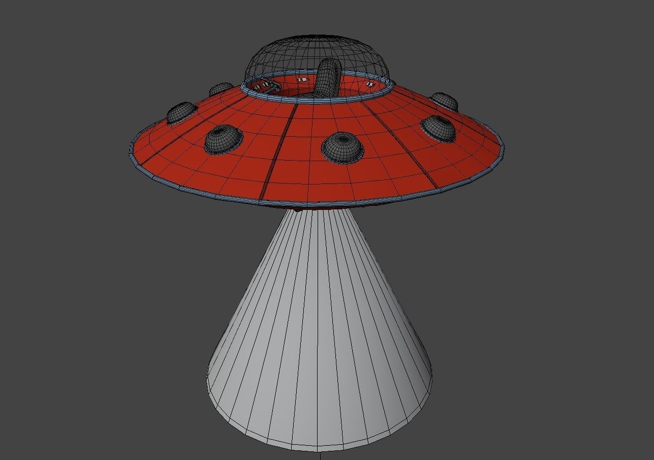 Alien Spaceship Cartoon Low-poly 3D model_7