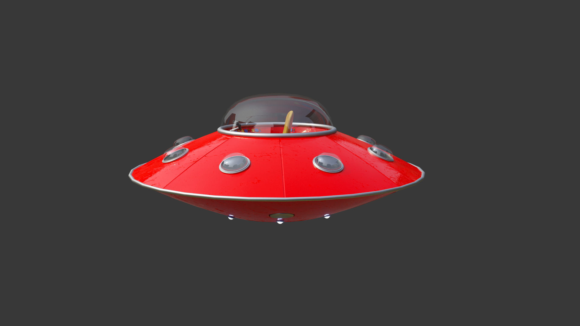 Alien Spaceship Cartoon Low-poly 3D model_3