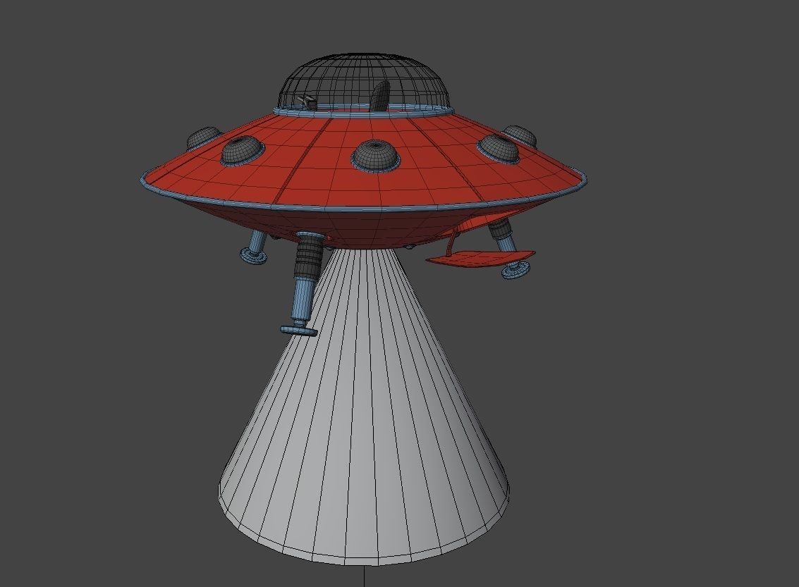 Alien Spaceship Cartoon Low-poly 3D model_6
