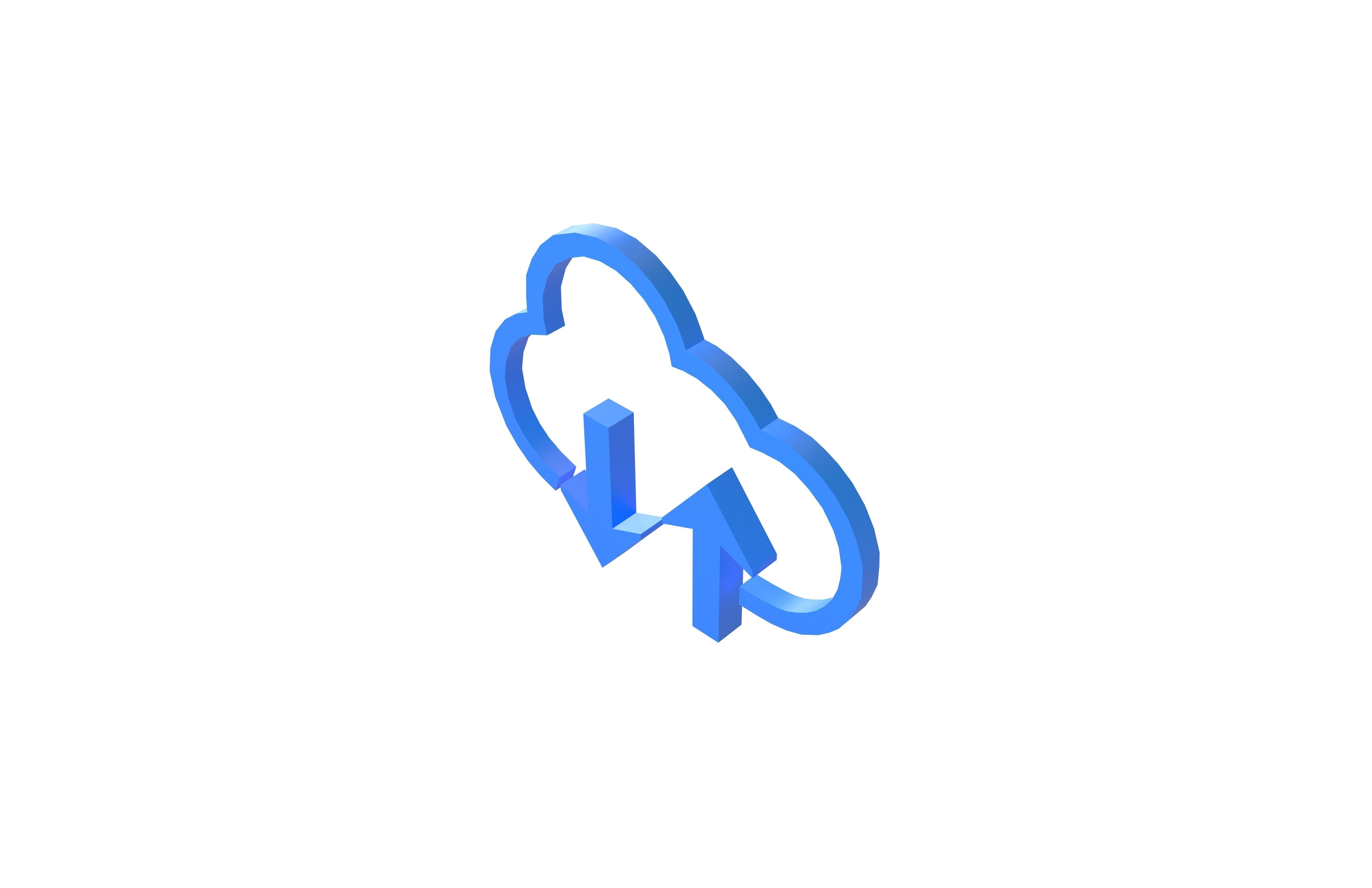Cloud Upload And Download Symbol v1 002 Low-poly 3D model_3