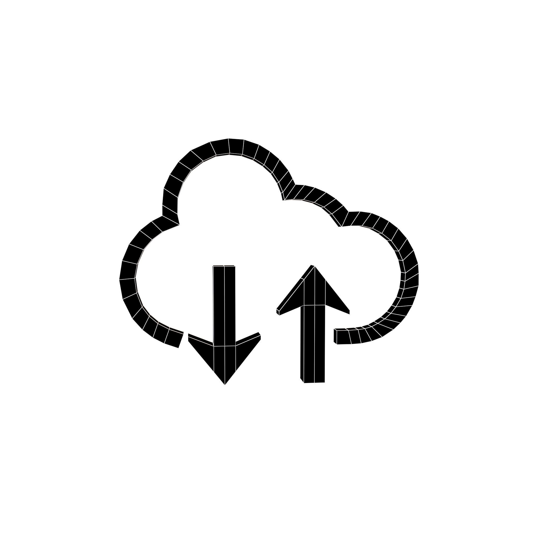 Cloud Upload And Download Symbol v1 002 Low-poly 3D model_5