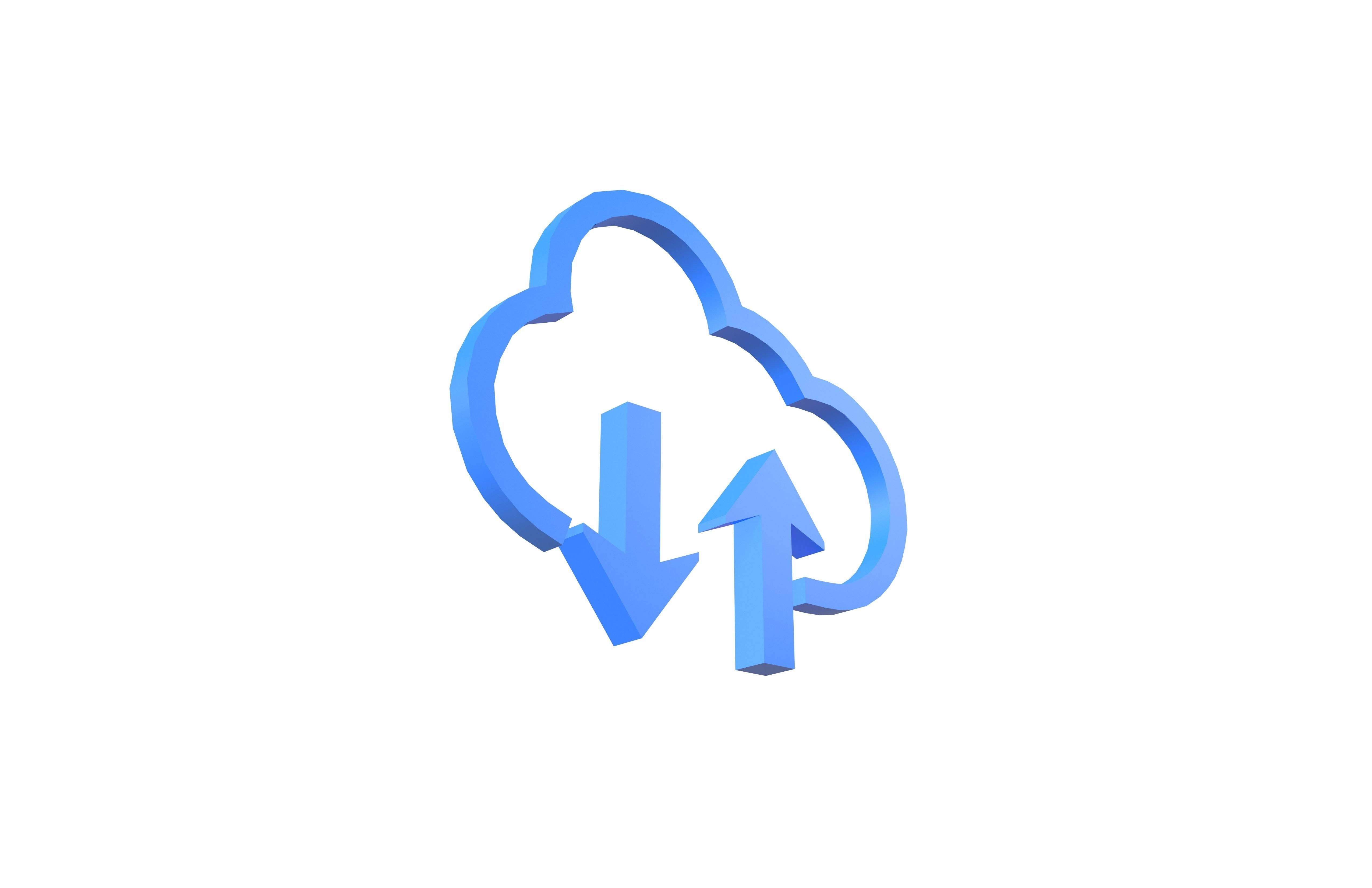 Cloud Upload And Download Symbol v1 002 Low-poly 3D model_2