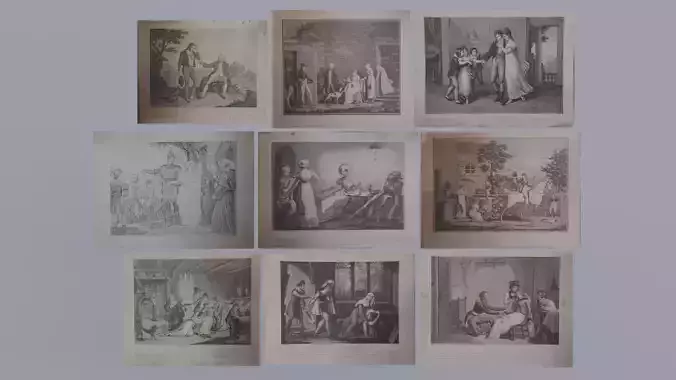Antique Engravings Low-poly 3D model