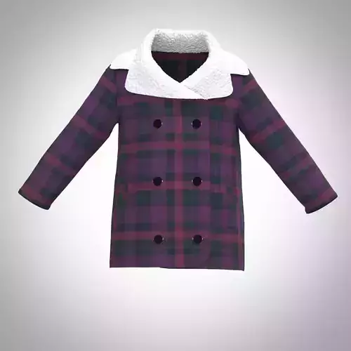 Kid Girls pea coat Low-poly 3D model