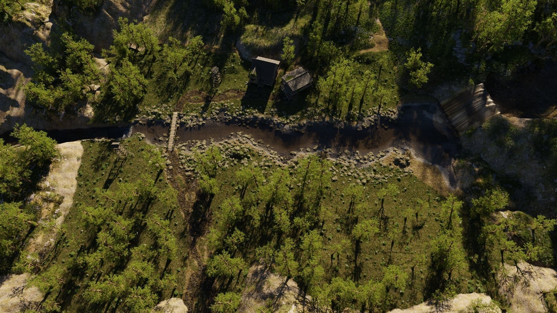 Waterfall Village Scene 3D model_13