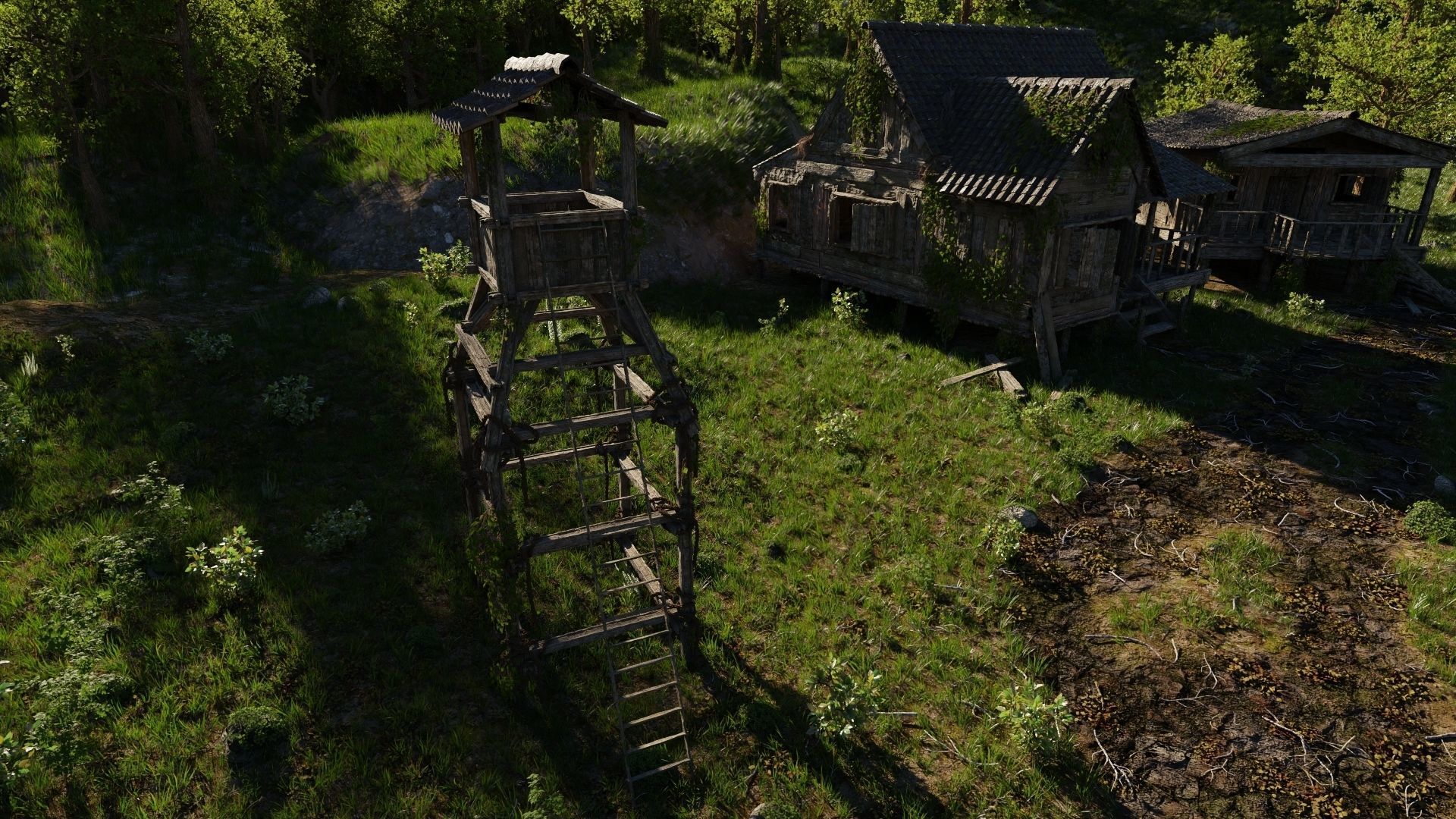 Waterfall Village Scene 3D model_4