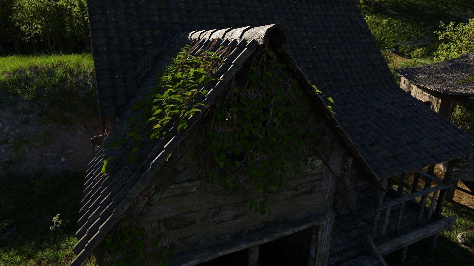 Waterfall Village Scene 3D model_7