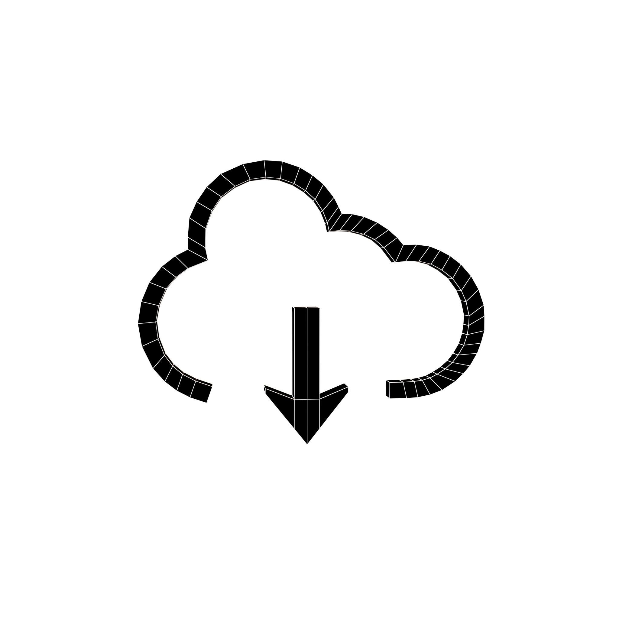 Cloud Download Symbol v1 001 Low-poly 3D model_6