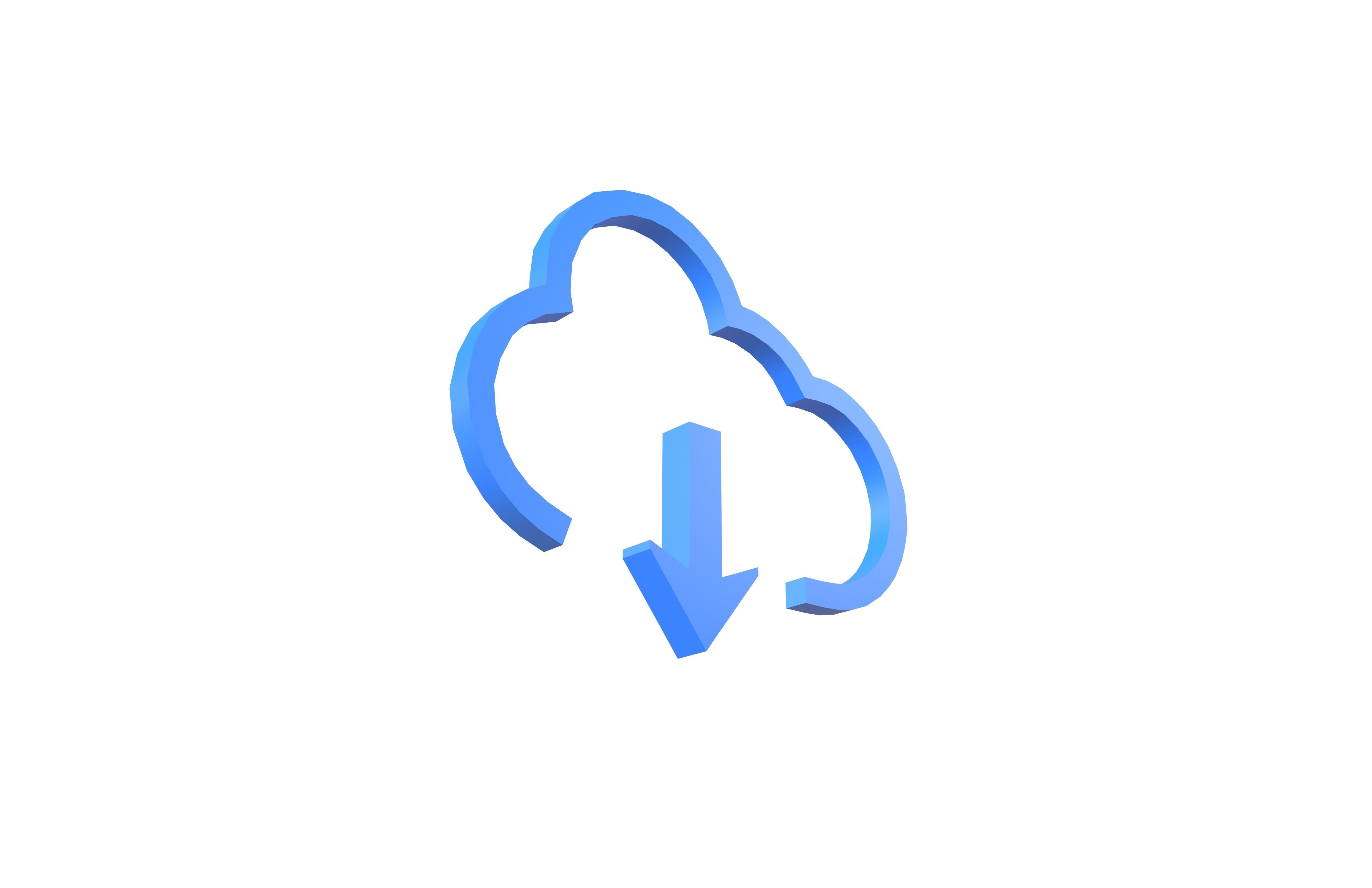 Cloud Download Symbol v1 002 Low-poly 3D model_2