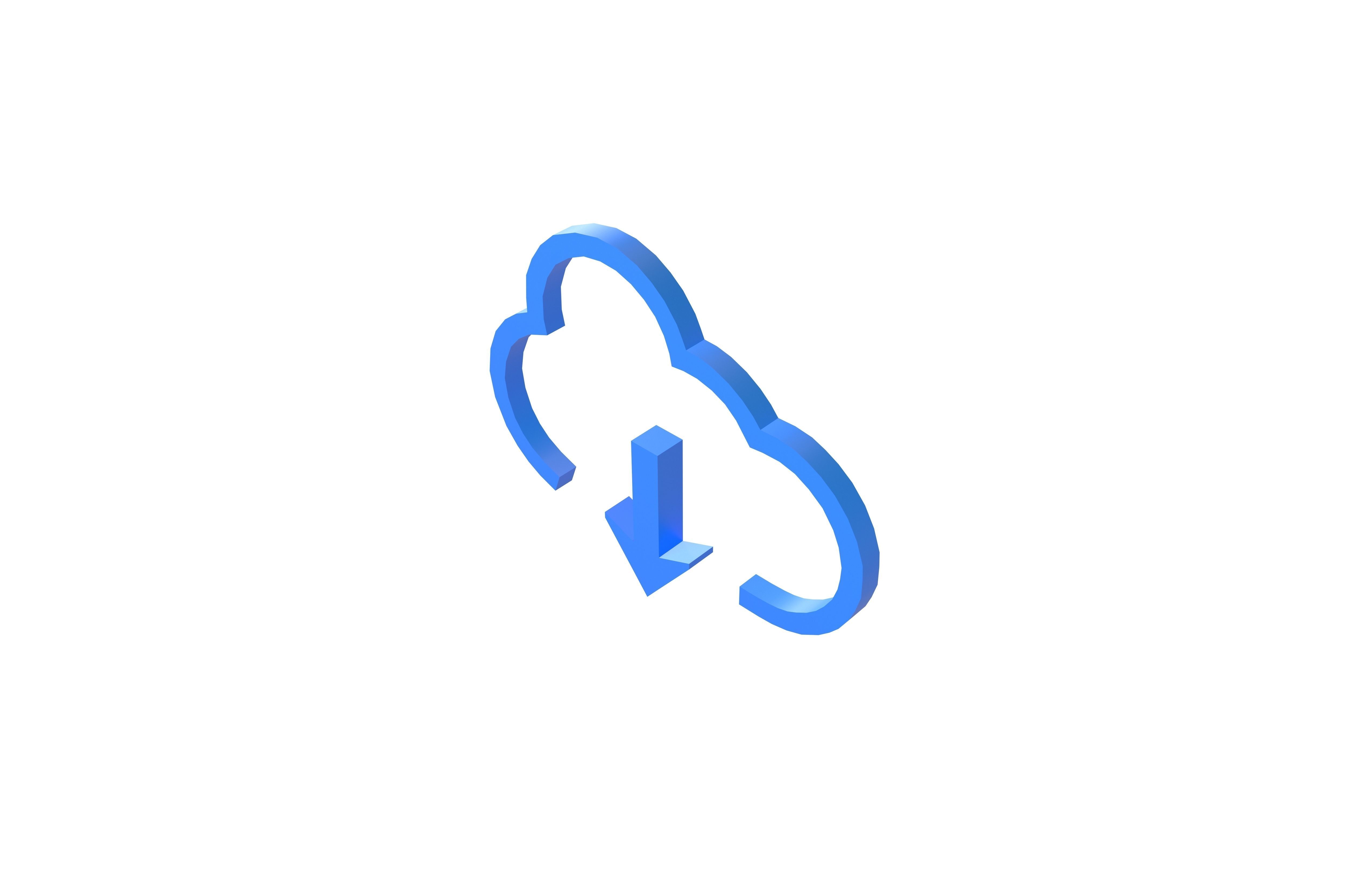 Cloud Download Symbol v1 002 Low-poly 3D model_3