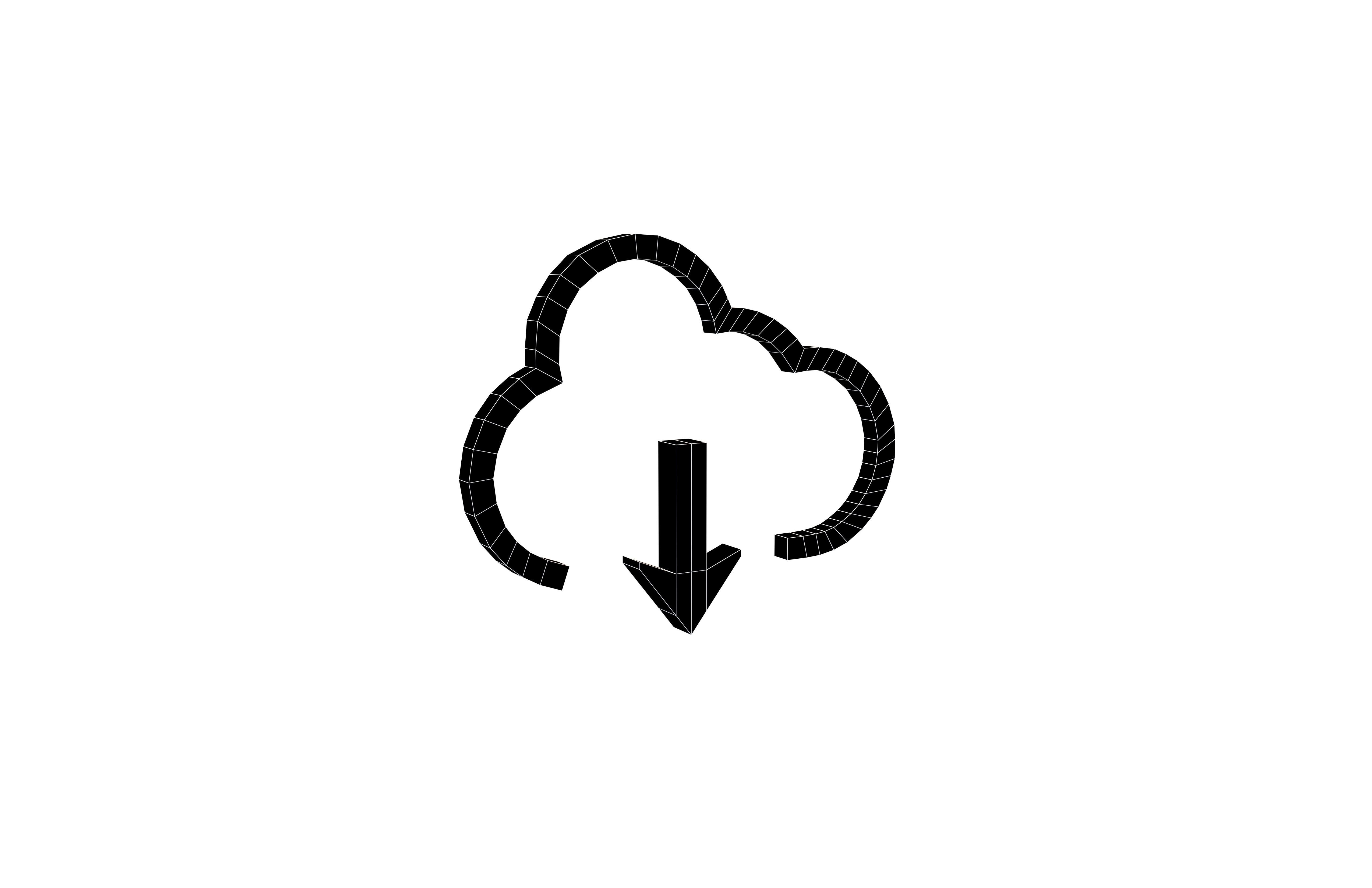 Cloud Download Symbol v1 003 Low-poly 3D model_4