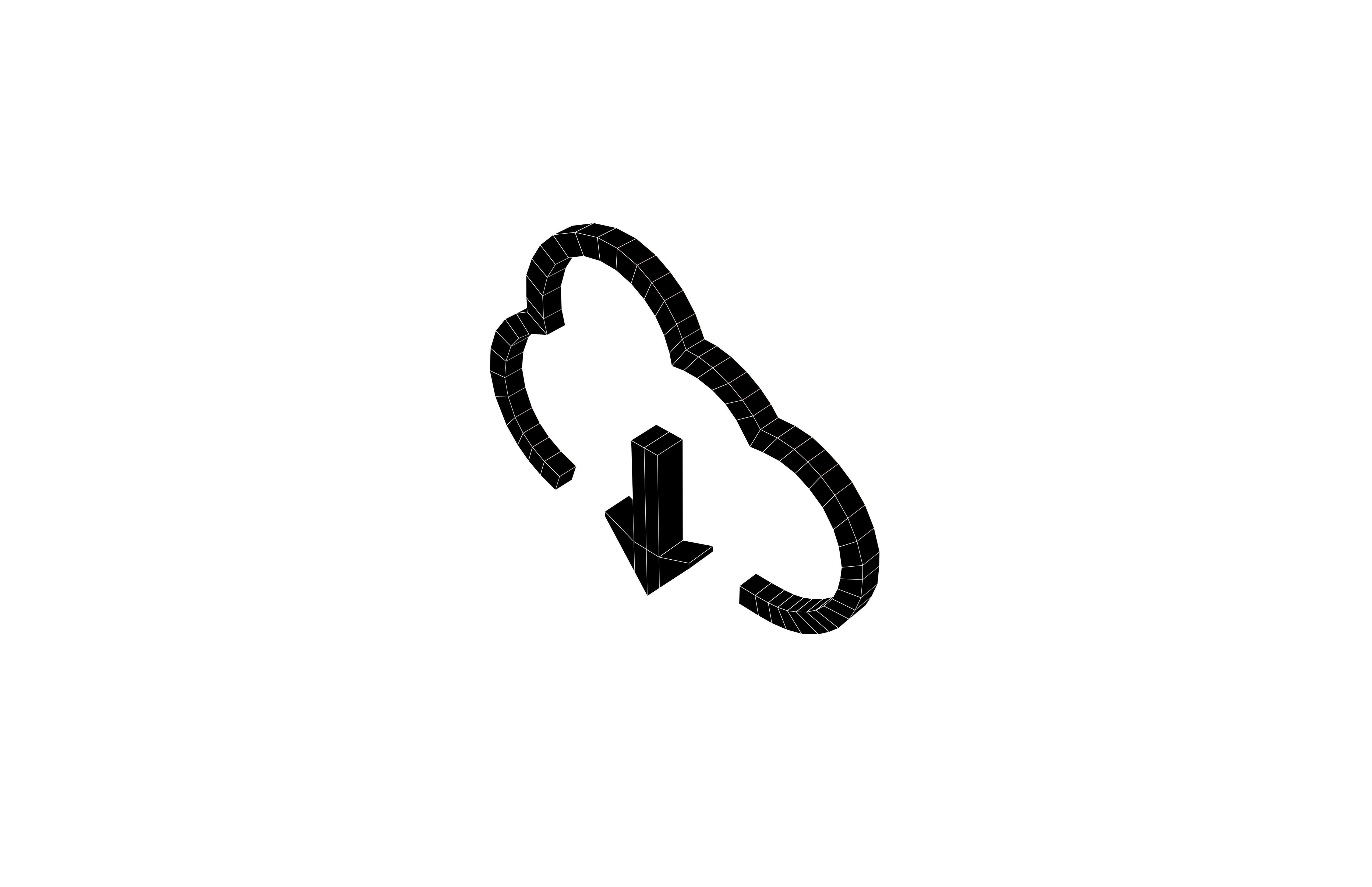 Cloud Download Symbol v1 003 Low-poly 3D model_5