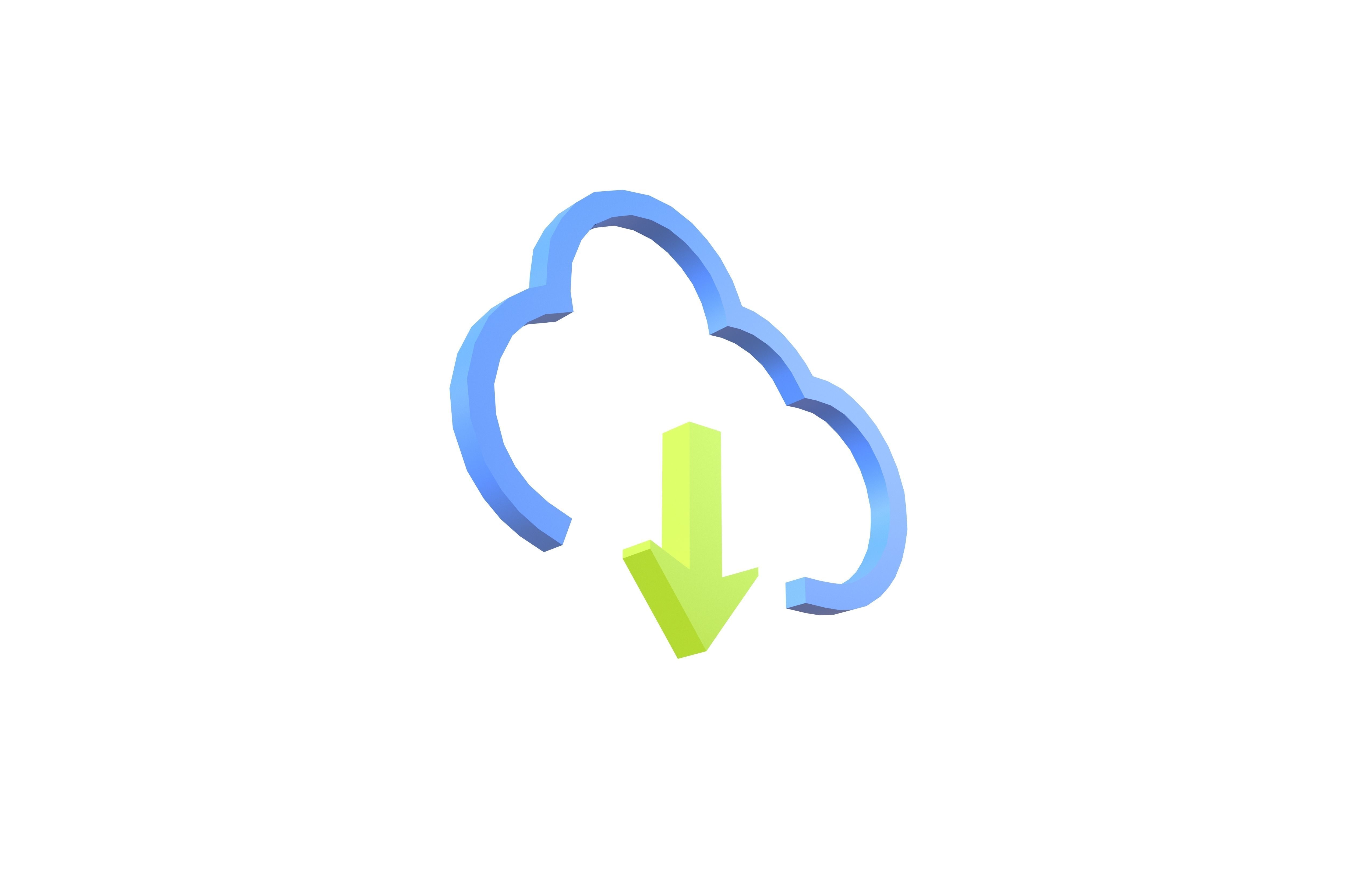Cloud Download Symbol v1 003 Low-poly 3D model_3
