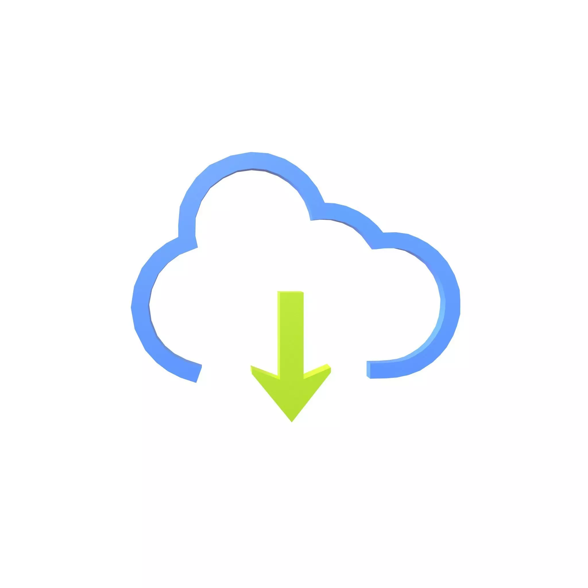 Cloud Download Symbol v1 003 Low-poly 3D model_0