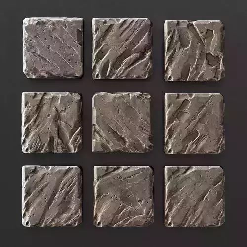 Stone cube panel old 3D model