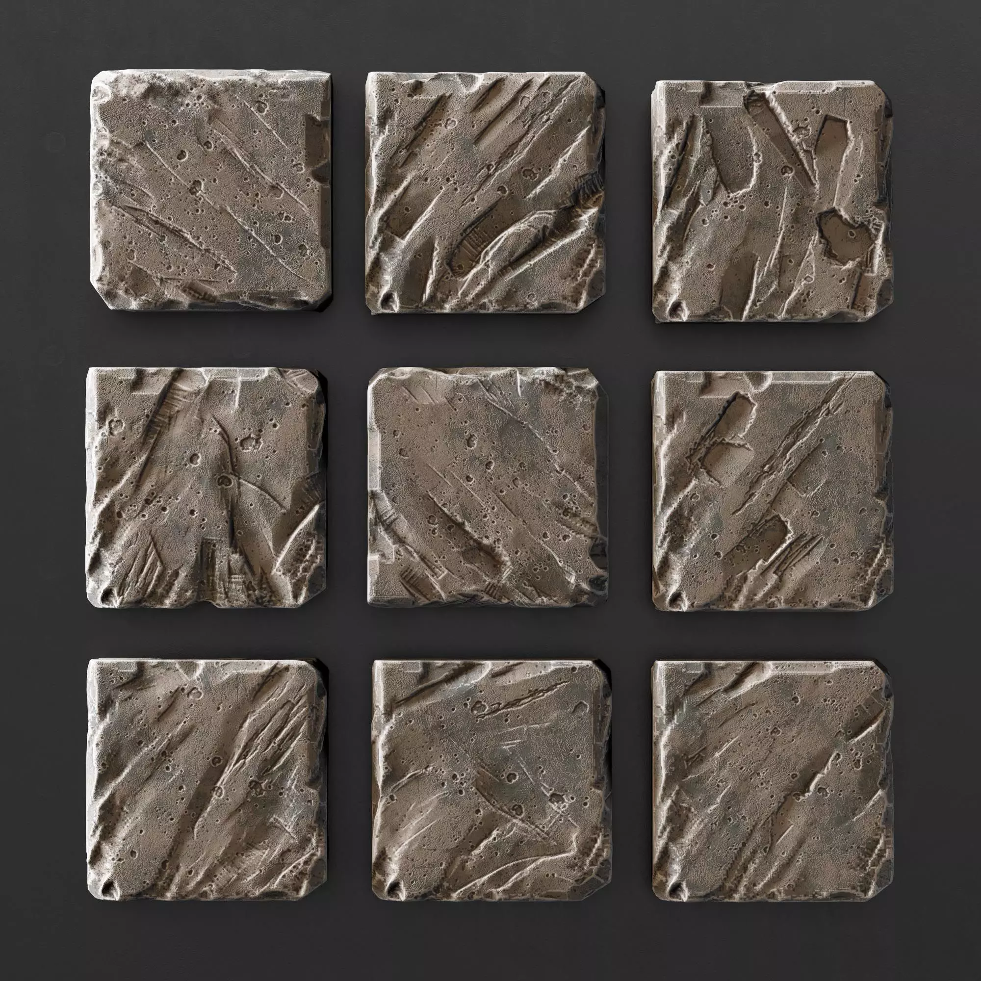 Stone cube panel old 3D model