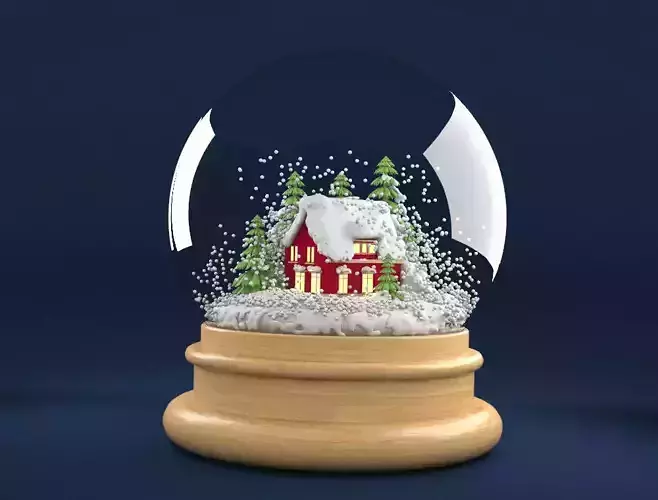 animated glass globe with snow 3D model