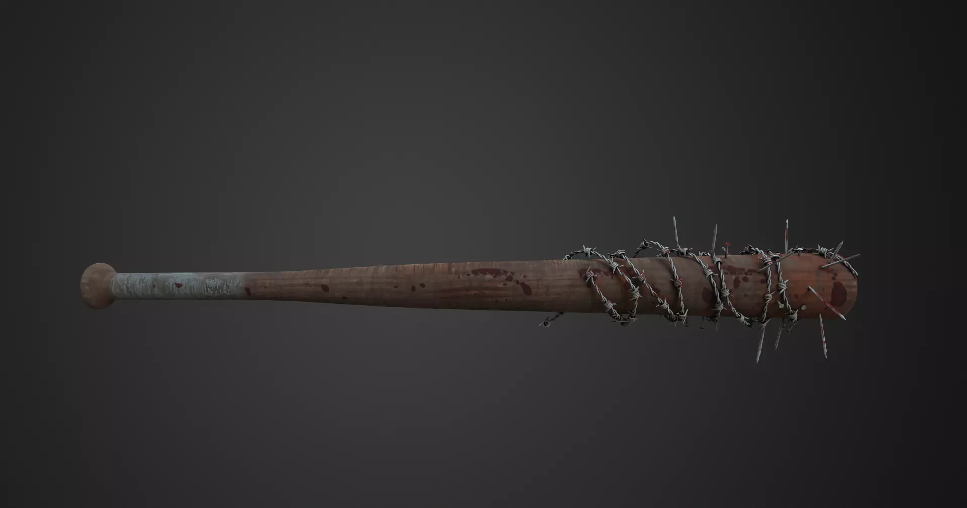 PBR Bloody Barbed Wire Nail Baseball Bat Low Poly Game Ready Low-poly 3D model_0
