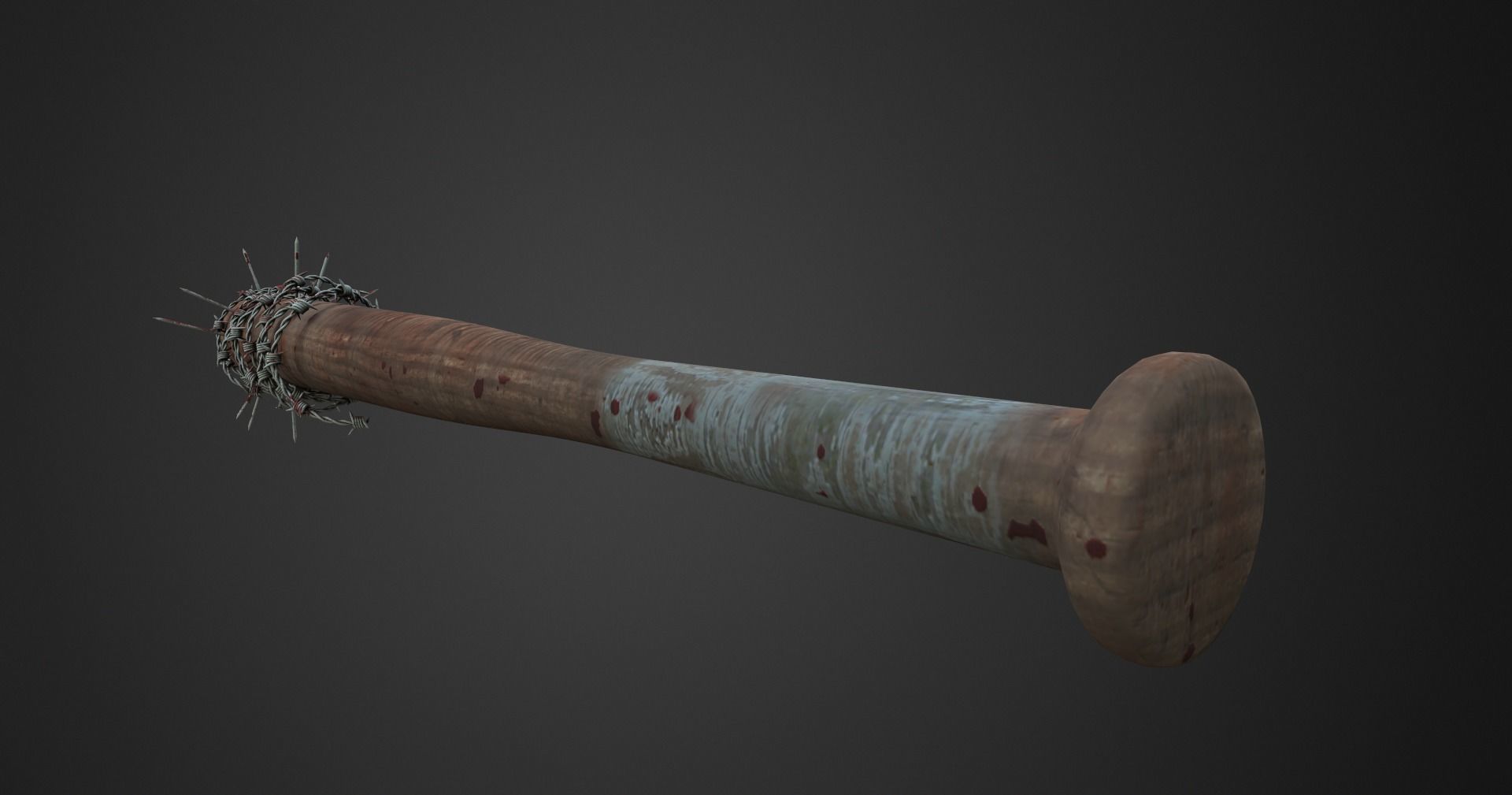 PBR Bloody Barbed Wire Nail Baseball Bat Low Poly Game Ready Low-poly 3D model_5