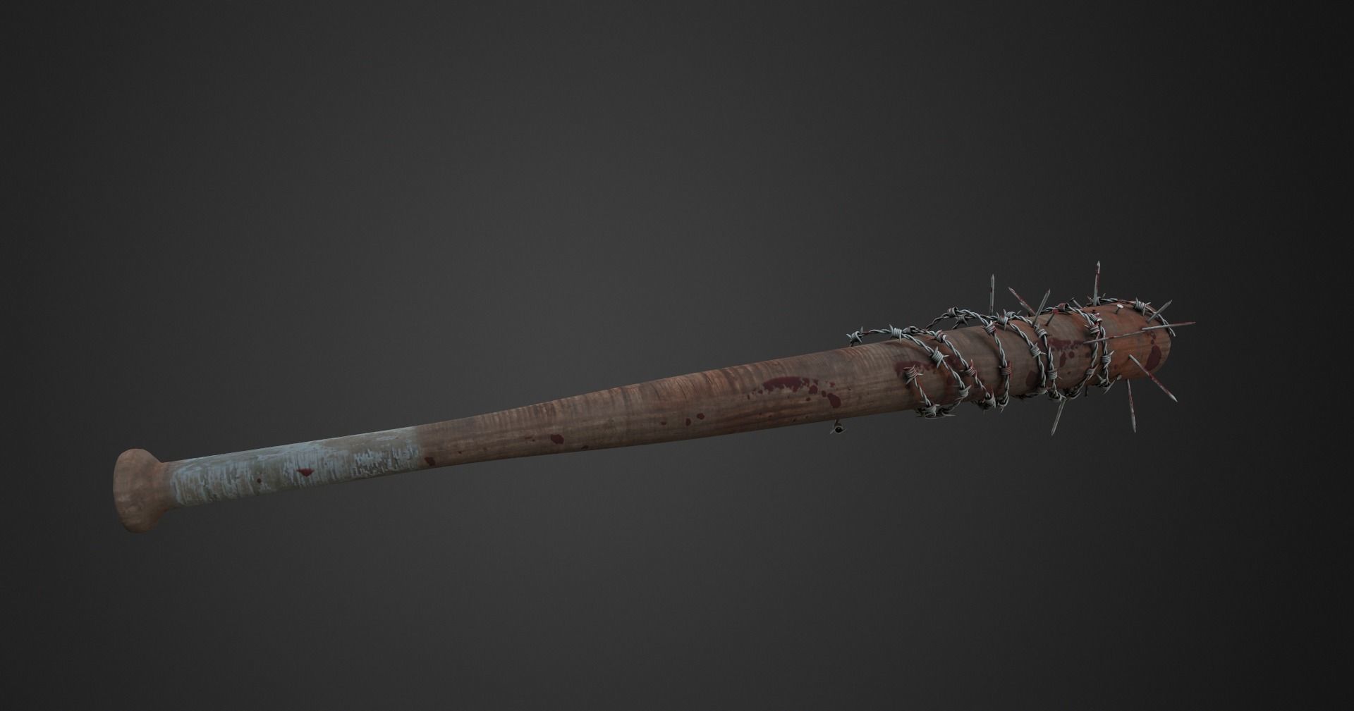 PBR Bloody Barbed Wire Nail Baseball Bat Low Poly Game Ready Low-poly 3D model_4