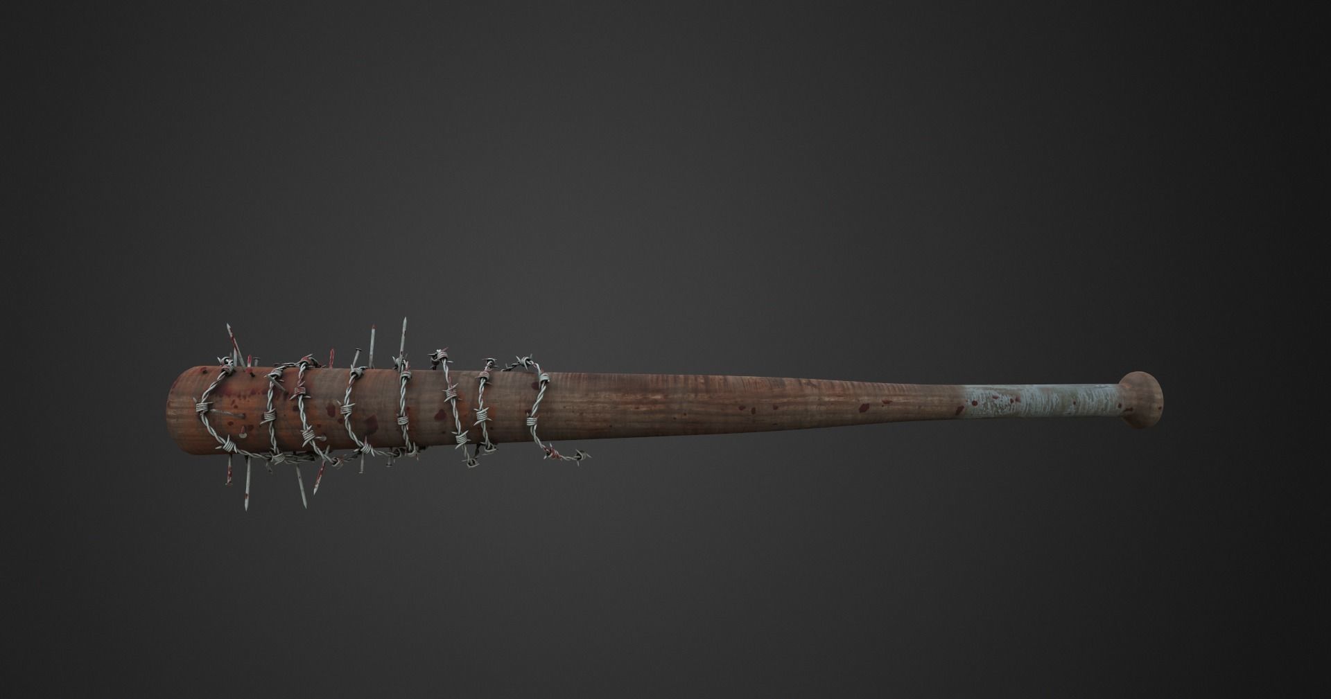 PBR Bloody Barbed Wire Nail Baseball Bat Low Poly Game Ready Low-poly 3D model_3