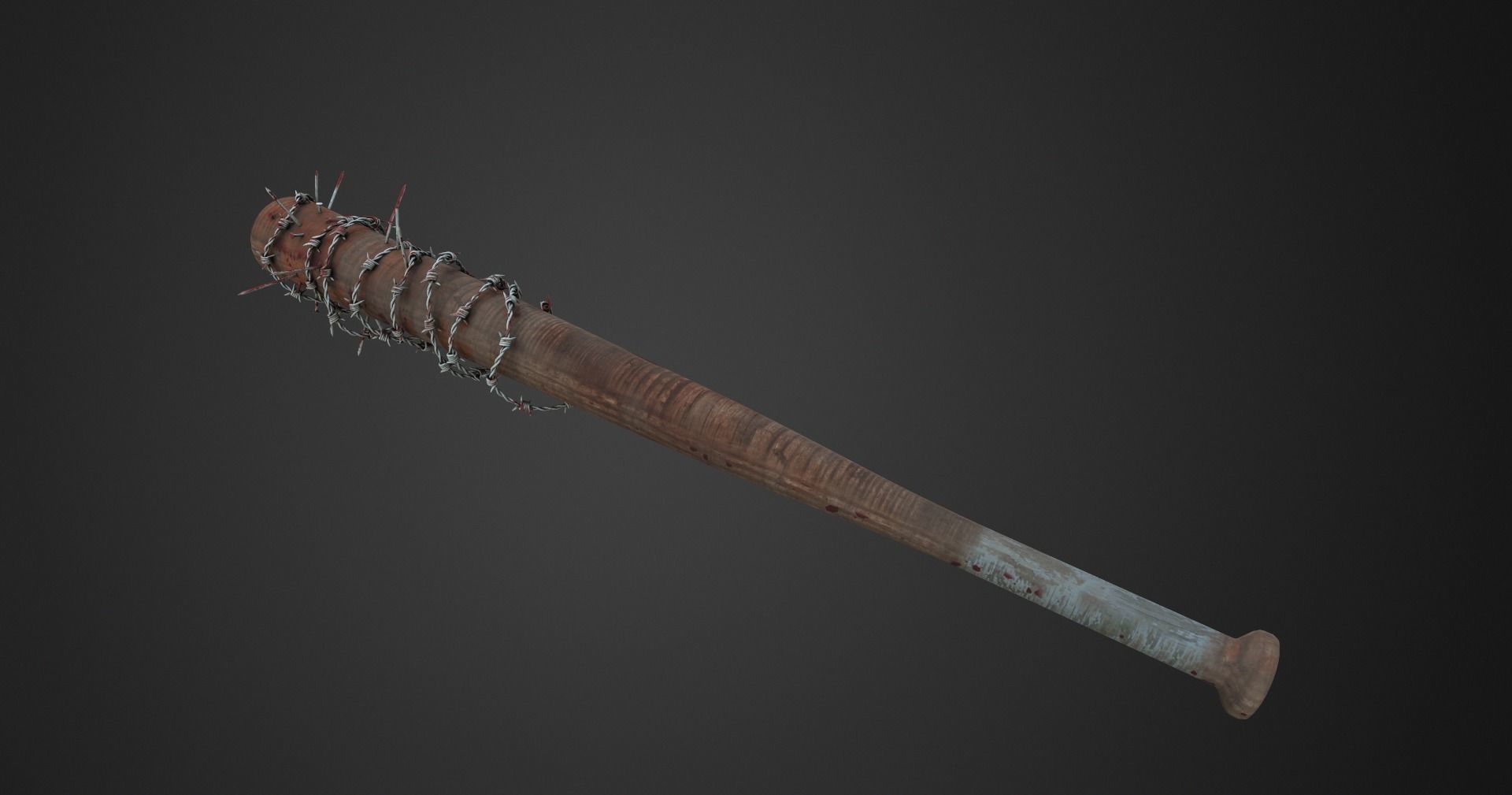 PBR Bloody Barbed Wire Nail Baseball Bat Low Poly Game Ready Low-poly 3D model_6