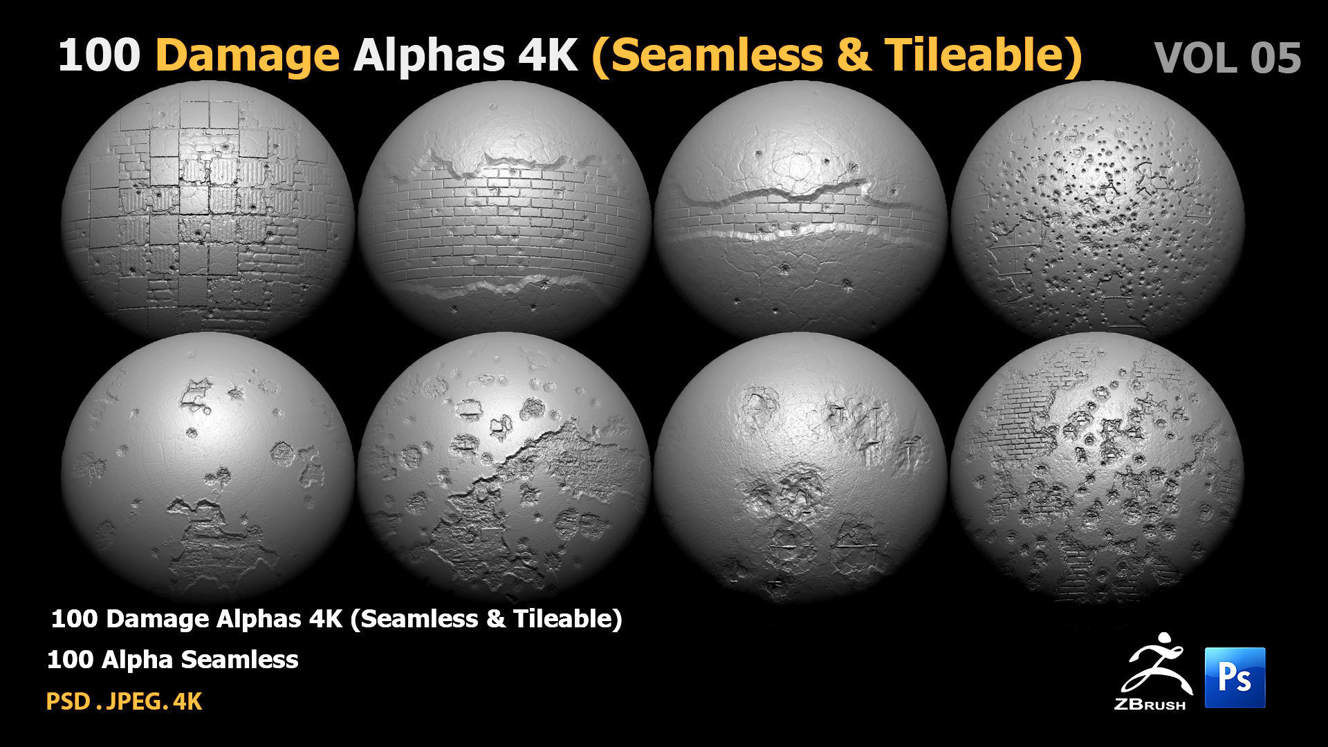 100 Damage Alphas Seamless - Tileable 3D model 3D model_26