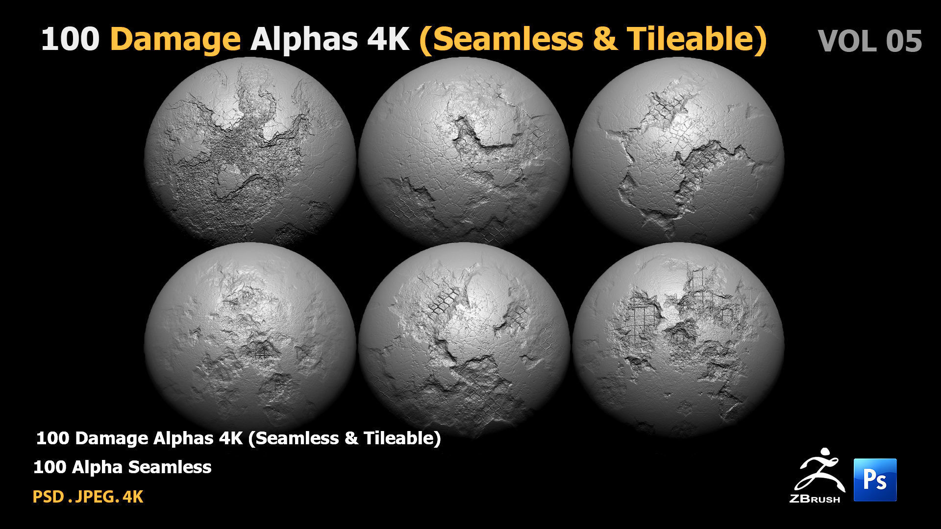 100 Damage Alphas Seamless - Tileable 3D model 3D model_27