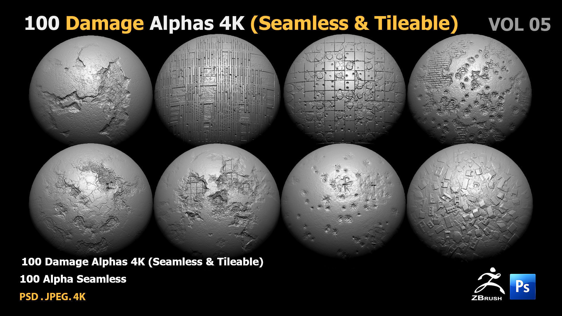 100 Damage Alphas Seamless - Tileable 3D model 3D model_15