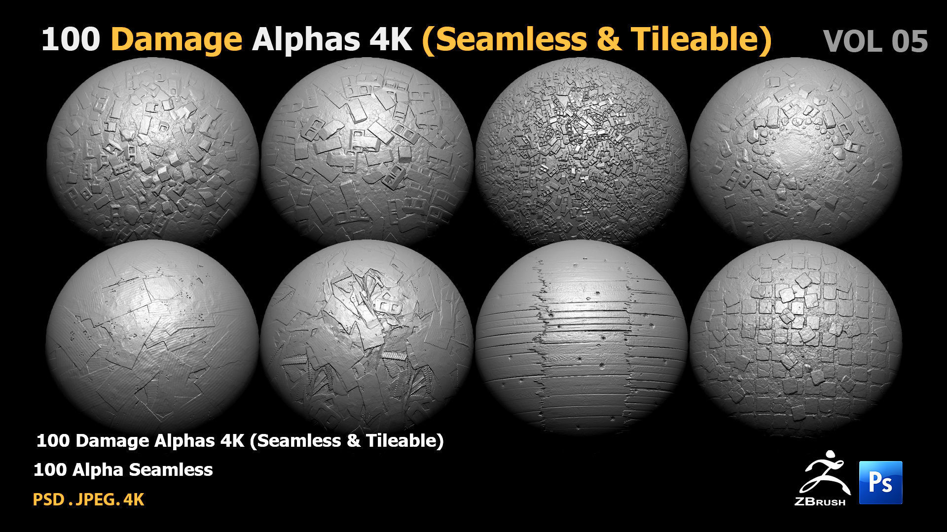 100 Damage Alphas Seamless - Tileable 3D model 3D model_22