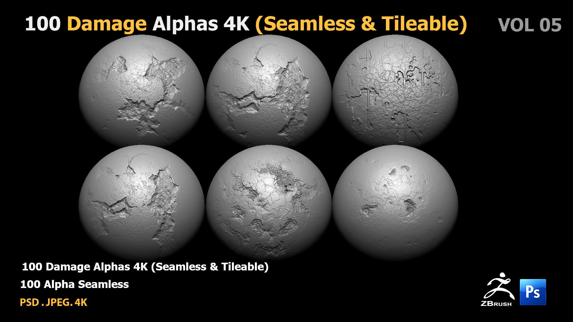 100 Damage Alphas Seamless - Tileable 3D model 3D model_21