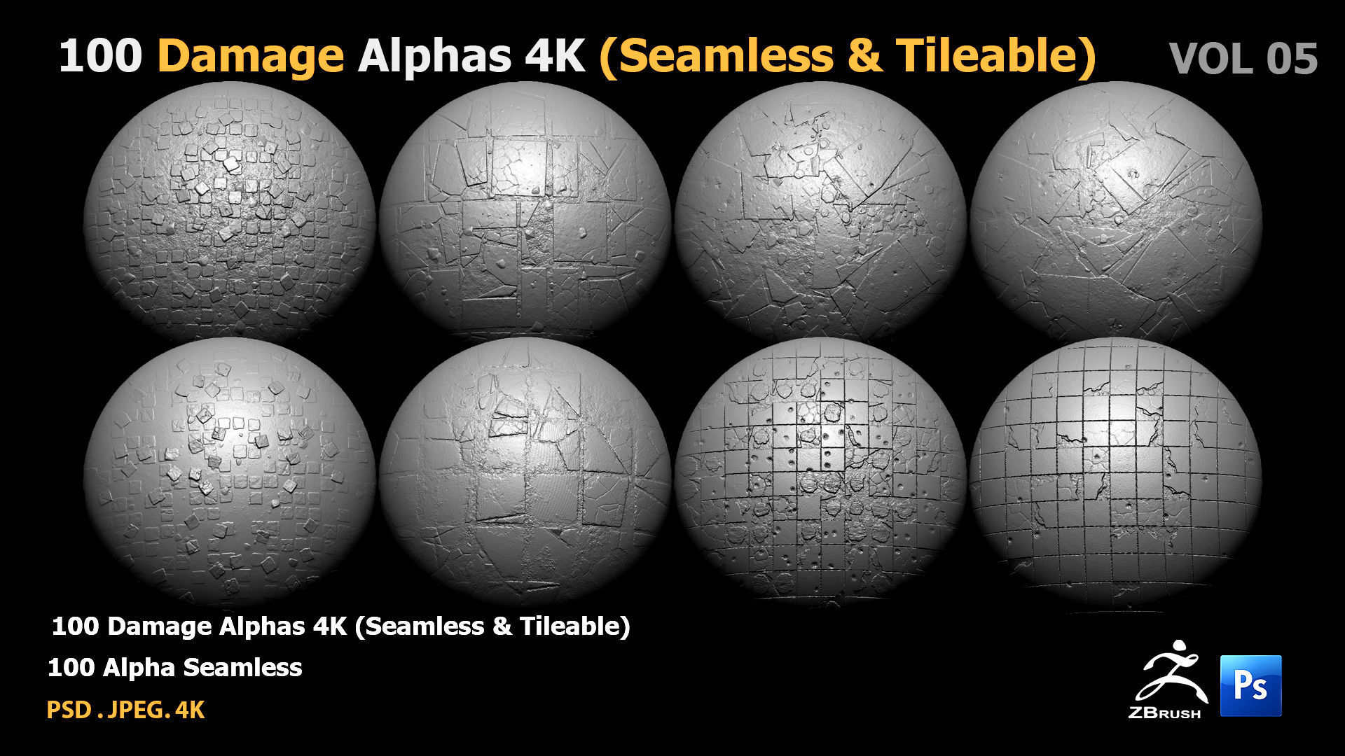 100 Damage Alphas Seamless - Tileable 3D model 3D model_25