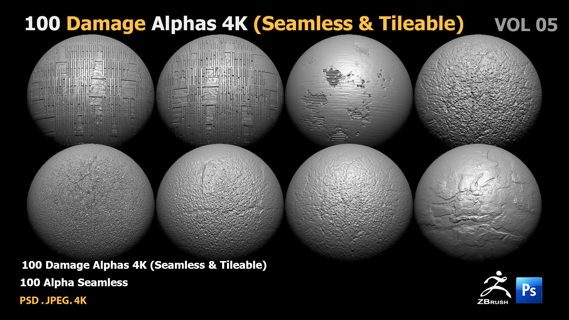 100 Damage Alphas Seamless - Tileable 3D model 3D model_24