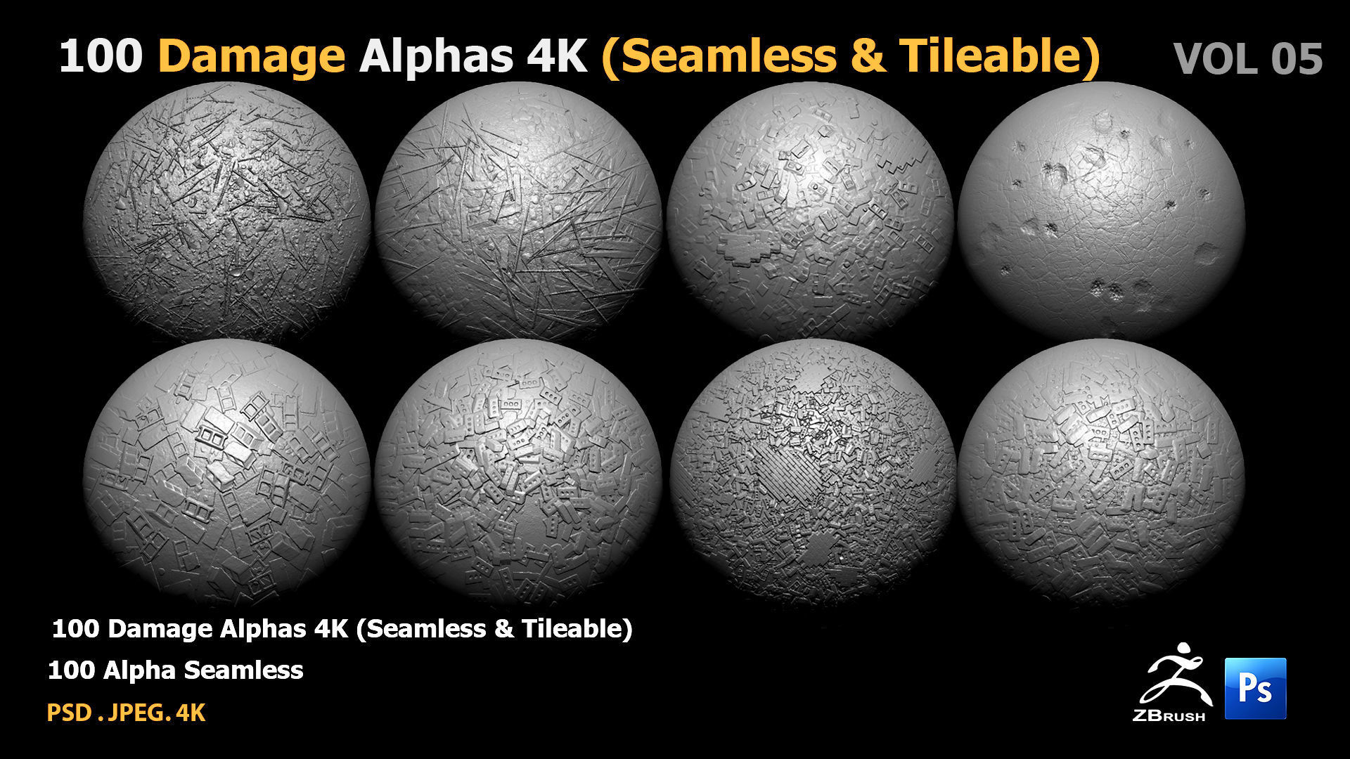 100 Damage Alphas Seamless - Tileable 3D model 3D model_6