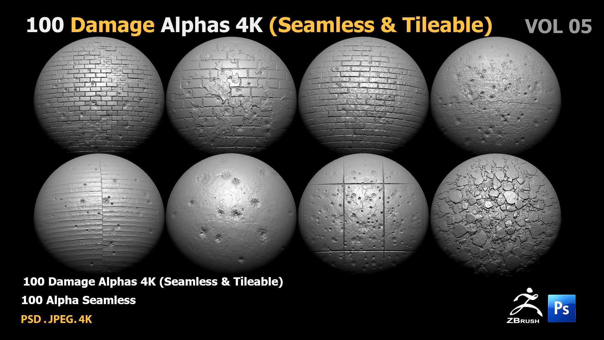 100 Damage Alphas Seamless - Tileable 3D model 3D model_14