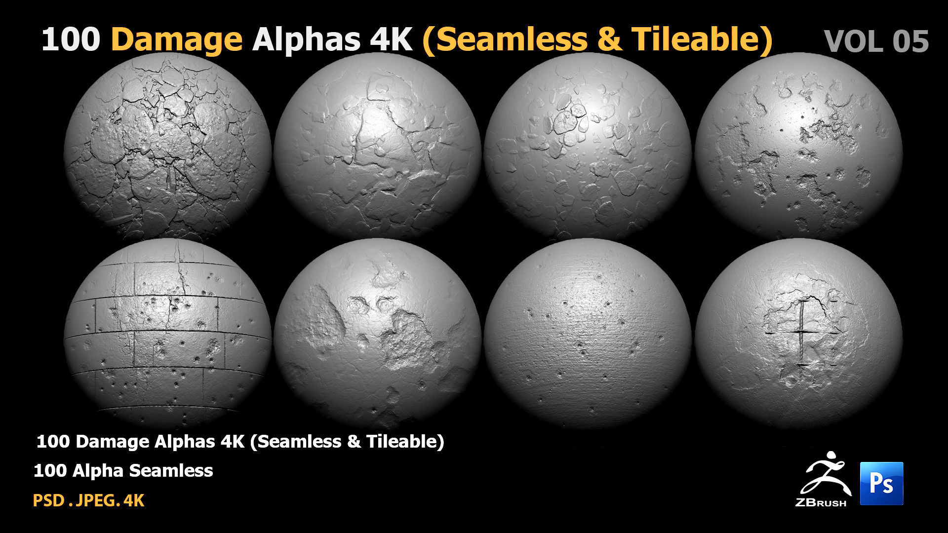 100 Damage Alphas Seamless - Tileable 3D model 3D model_9